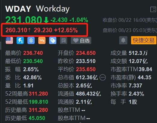 全年订阅收入指引低于预期 Workday跌逾7%