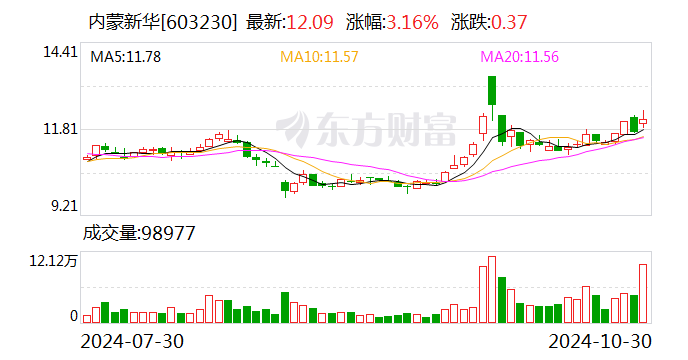 内蒙新华： 公司2024年三季度累计实现教材销售收入4.74亿元，同比增长12.91%